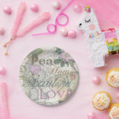 ヴィンテージピースホームビューティフルラブ ペーパープレート (パーティー)