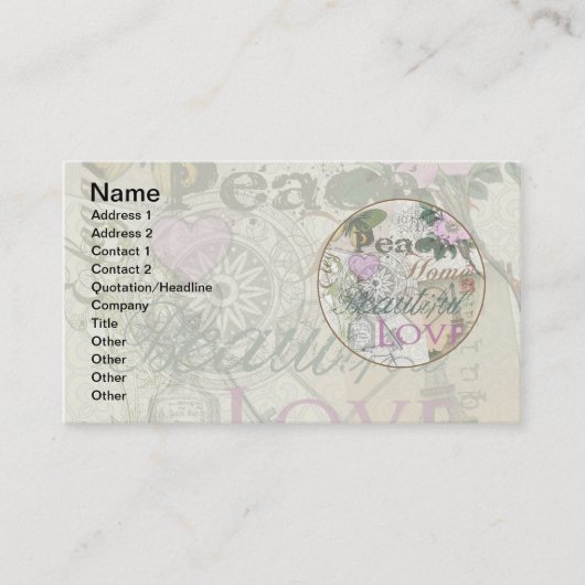 ヴィンテージピースホームビューティフルラブ 名刺 (正面)
