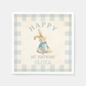 ヴィンテージピーターザラビットブルーギンガム1歳 スタンダードカクテルナプキン (正面)