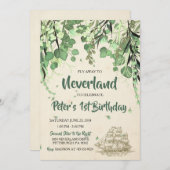 ヴィンテージピーターパンネバーランド誕生日招待状 招待状 (正面/裏面)