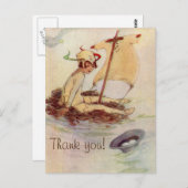 ヴィンテージピーターパン赤ちゃんシャワー ポストカード (正面/裏面)