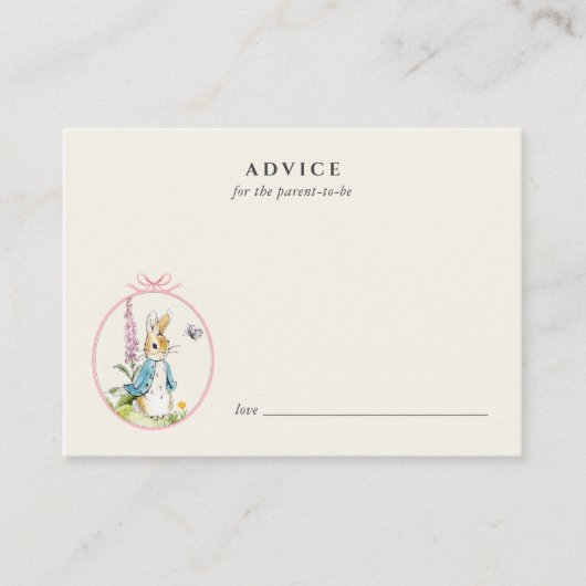 ヴィンテージピーターラビットアドバイスのためのベビーガール アドバイスカード (正面)