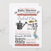 ヴィンテージピーターラビットベイビーシャワー招待状 – ピンク 招待状 (正面/裏面)