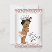 ヴィンテージピーチとグレーの民族の赤ちゃんガールシャワー 招待状 (正面)