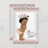 ヴィンテージピーチとグレーの民族の赤ちゃんガールシャワー 招待状 (正面/裏面)