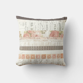 ヴィンテージピーチとブラウンミュージック クッション