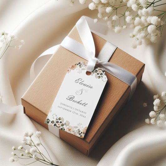 ヴィンテージピーチアンドセージ庭園の結婚式ギフトラベル ギフトタグ