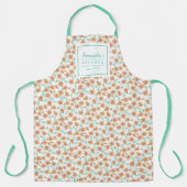 ヴィンテージピーチアンドミントフローラ かわいらし エプロン (正面)