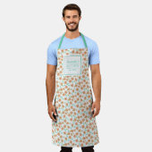 ヴィンテージピーチアンドミントフローラ かわいらし エプロン (着用した状態)