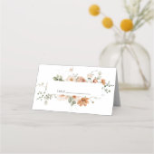 ヴィンテージピーチガーデンフォールド結婚ズ座席表 プレイスカード (正面)