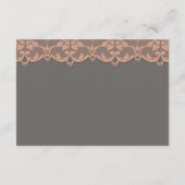 ヴィンテージピーチグレーレースウェディングRSVPカスタム 出欠カード (裏面)