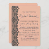 ヴィンテージピーチグレーレースブライダルシャワー招待 招待状 (正面/裏面)