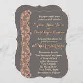 ヴィンテージピーチグレーレース結婚式招待状 招待状 (正面/裏面)