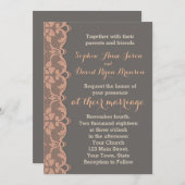 ヴィンテージピーチグレーレース結婚式招待状 招待状 (正面/裏面)