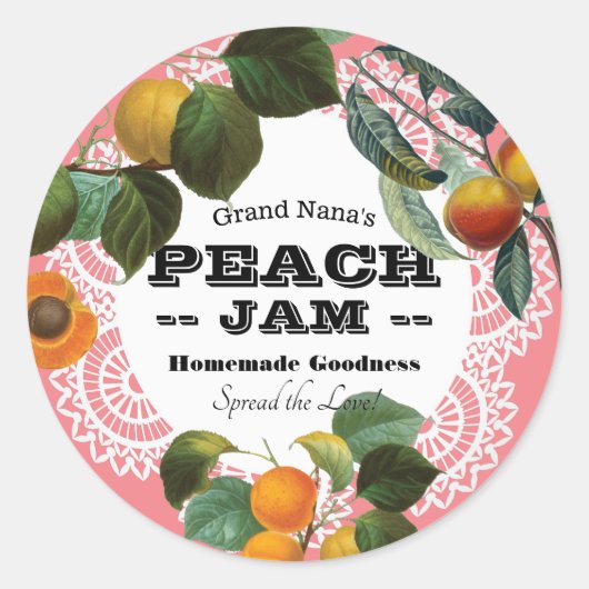 ヴィンテージピーチジャムラベル ラウンドシール (正面)