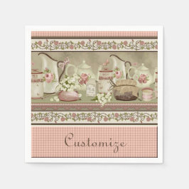 ヴィンテージピーチティー&バラナプキンス スタンダードカクテルナプキン