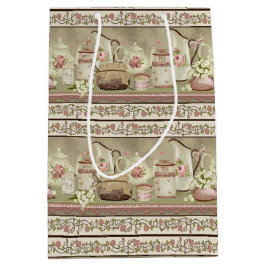 ヴィンテージピーチティー&バラ抱き枕 ミディアムペーパーバッグ