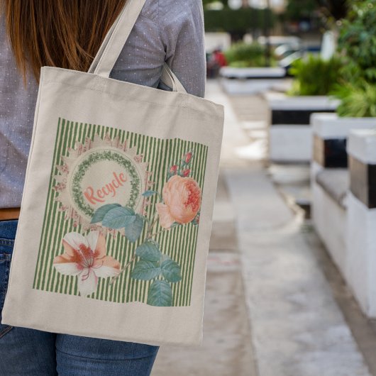 ヴィンテージピーチバラアザレアサンシャイン ラージトートバッグ