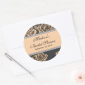 ヴィンテージピーチバラブライダルシャワーシール ラウンドシール (封筒)