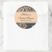 ヴィンテージピーチバラブライダルシャワーシール ラウンドシール (バッグ)