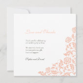 ヴィンテージピーチバラレース結婚スクエア サンキューカード (裏面)