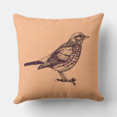 ヴィンテージピーチバードデザインレトロ装飾用クッション クッション (裏面)