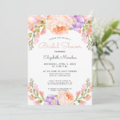 ヴィンテージピーチピンクパープルフローラブライダルシャワー 招待状 (スタンド正面)