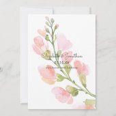 ヴィンテージピーチピンクパープルフローラブライダルシャワー 招待状 (裏面)