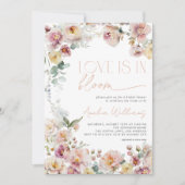 ヴィンテージピーチピンクラブは開花ブライダルシャワー 招待状 (正面)