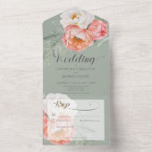 ヴィンテージピーチピーチオンセージグリーンNoディナー オールインワン招待状 (内側)