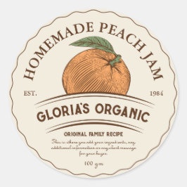 ヴィンテージピーチフルーツジャムカスタム商品ラベル ラウンドシール