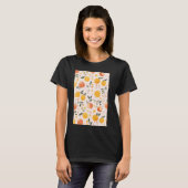 ヴィンテージピーチフルーツパターンアート Tシャツ (正面フル)