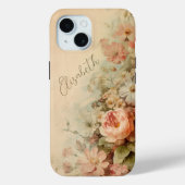 ヴィンテージピーチフローラコテージコアスタイルカスタム Case-Mate iPhoneケース (裏面)