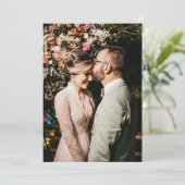 ヴィンテージピーチフローラバラレースフォト結婚ズ サンキューカード (スタンド正面)