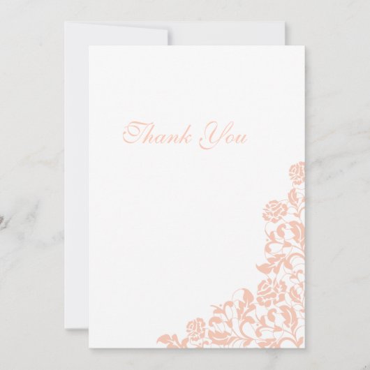 ヴィンテージピーチフローラバラレース結婚ズ サンキューカード (正面)