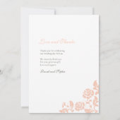 ヴィンテージピーチフローラバラレース結婚ズ サンキューカード (裏面)