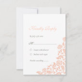 ヴィンテージピーチフローラバラレース結婚ズ 出欠カード (正面)