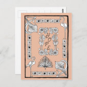 ヴィンテージピーチブラックアンドホワイトホープ文字 ポストカード (正面/裏面)