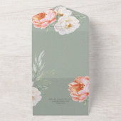 ヴィンテージピーチプニーズオンセージグリーンディナー オールインワン招待状 (外側)