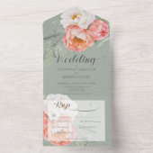 ヴィンテージピーチプニーズオンセージグリーンディナー オールインワン招待状 (内側)