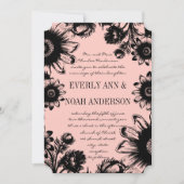 ヴィンテージピーチボホボヘミアンワイルドフラワー結婚ズ 招待状 (正面)