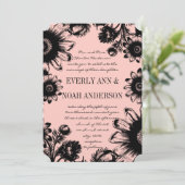 ヴィンテージピーチボホボヘミアンワイルドフラワー結婚ズ 招待状 (スタンド正面)