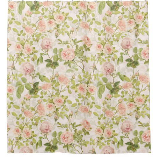 ヴィンテージピーチロココバララグジュアリーガーデン1 シャワーカーテン (正面)