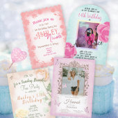 ヴィンテージピーチ13誕生日ティーパーティーブランチ 招待状