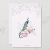 ヴィンテージピーニーチノイスリーピーコックブライダルシャワー 招待状 (裏面)