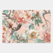 ヴィンテージピーニーパステルフローラギフト ラッピングペーパーシート (正面3)
