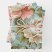 ヴィンテージピーニーパステルフローラギフト ラッピングペーパーシート (インサイチュ)