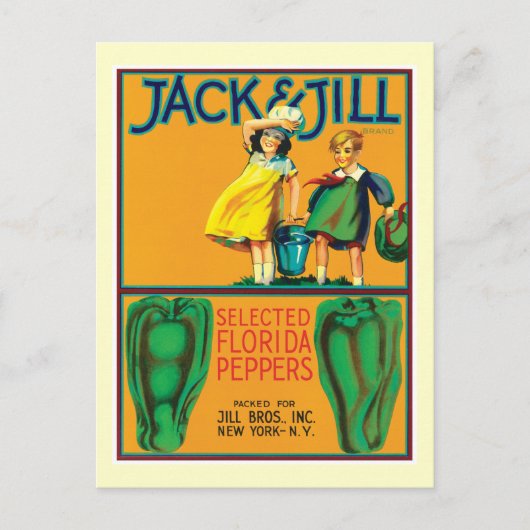 ヴィンテージピーマン食品ラベル ポストカード (正面)