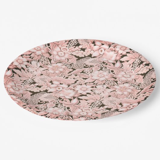 ヴィンテージピ結婚ンクのレース ペーパープレート (アングル)