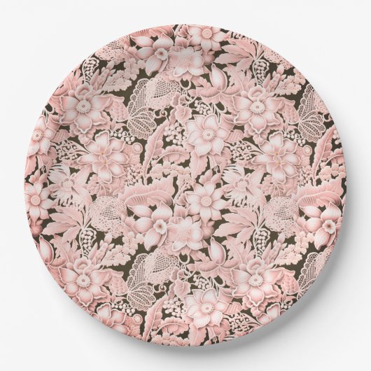 ヴィンテージピ結婚ンクのレース ペーパープレート (正面)